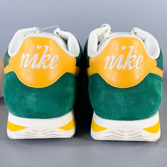 NIKE Size 12.5 Cortez TXT Green Yellow Suede Polyester Low Top Sneakers - Picture 3 of 10